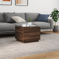 Produktbild för Soffbord med LED brun ek 50x50x40 cm