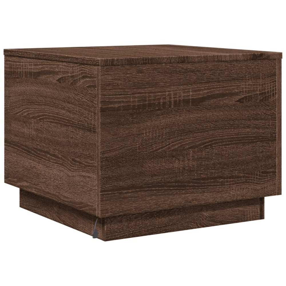 Produktbild för Soffbord med LED brun ek 50x50x40 cm