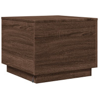 Produktbild för Soffbord med LED brun ek 50x50x40 cm