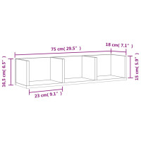 Produktbild för Väggskåp rökfärgad ek 75x18x16,5 cm konstruerat trä