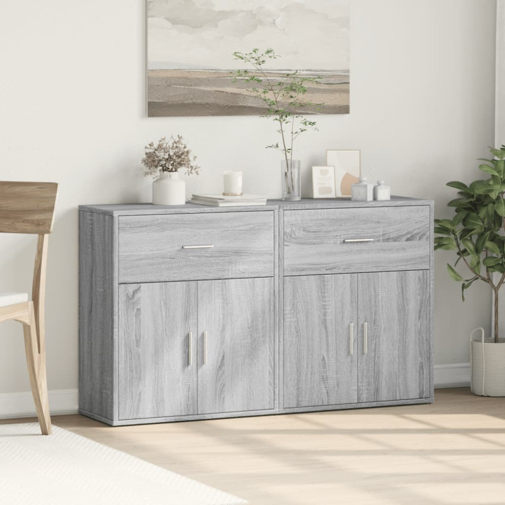 Produktbild för Skänkar 2 st grå sonoma 60x31x70 cm konstruerat trä