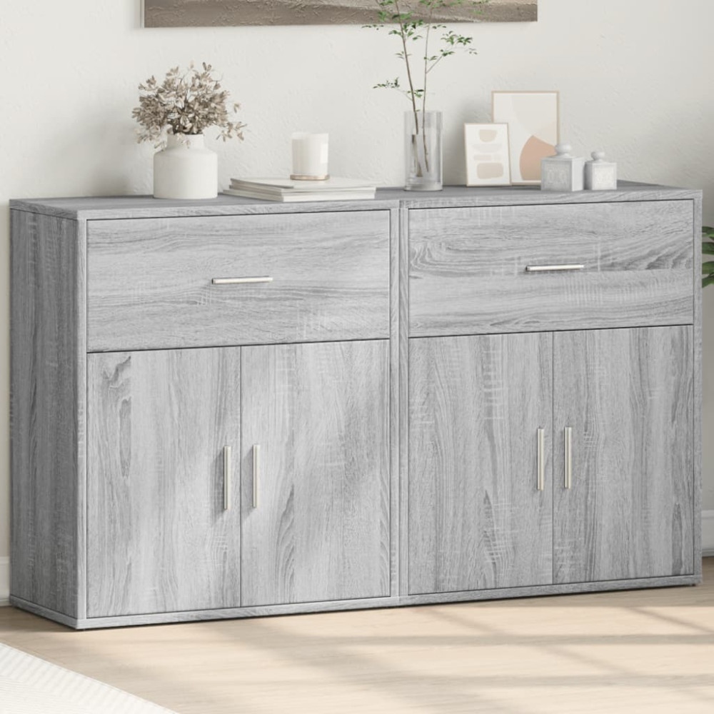 Produktbild för Skänkar 2 st grå sonoma 60x31x70 cm konstruerat trä