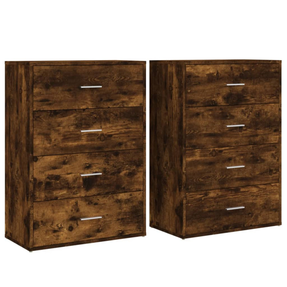 Produktbild för Skänkar 2 st rökfärgad ek 60x31x84 cm konstruerat trä