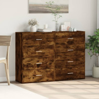 Produktbild för Skänkar 2 st rökfärgad ek 60x31x84 cm konstruerat trä