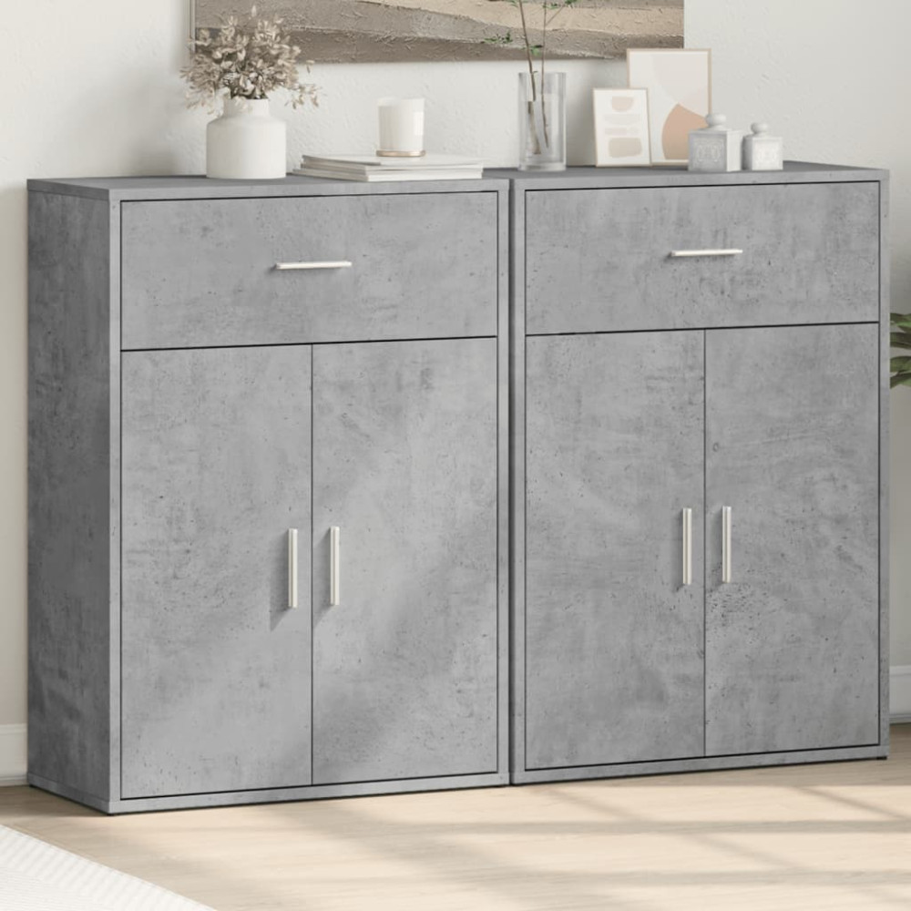 Produktbild för Skänkar 2 st betonggrå 60x30x84 cm konstruerat trä
