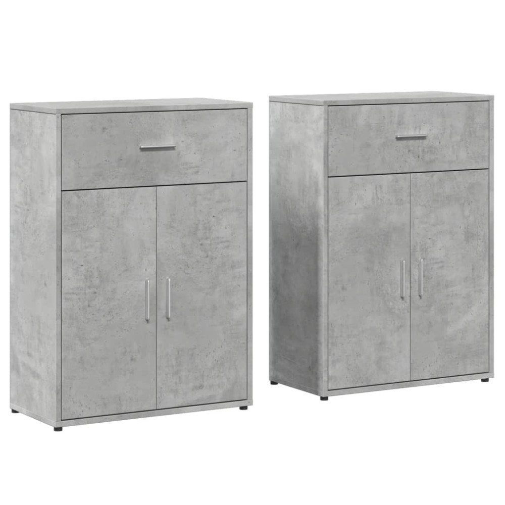 Produktbild för Skänkar 2 st betonggrå 60x30x84 cm konstruerat trä