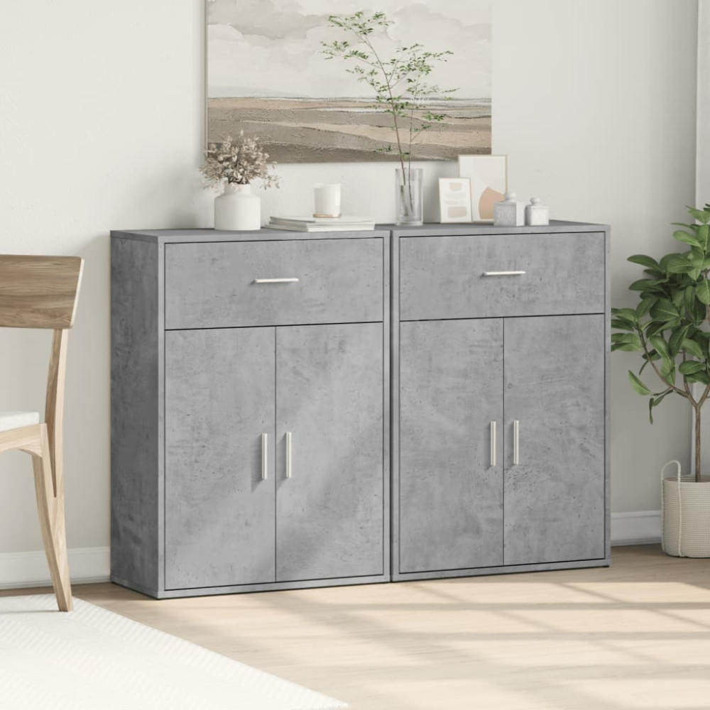 Produktbild för Skänkar 2 st betonggrå 60x30x84 cm konstruerat trä