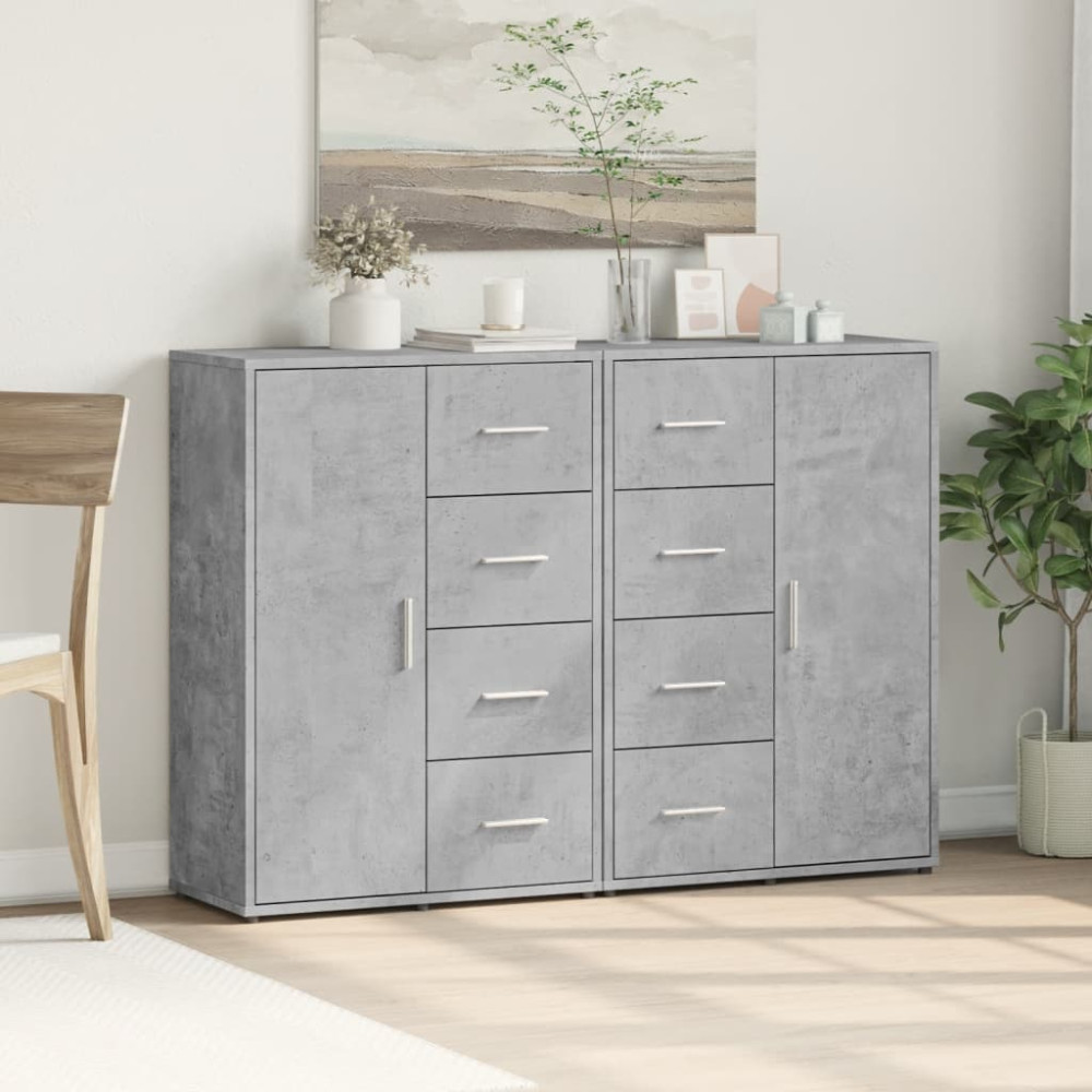 Produktbild för Skänkar 2 st betonggrå 60x31x84 cm konstruerat trä