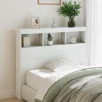 Produktbild för Sänggavel med LED vit 120x17x102 cm