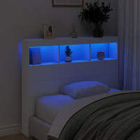 Produktbild för Sänggavel med LED vit 120x17x102 cm