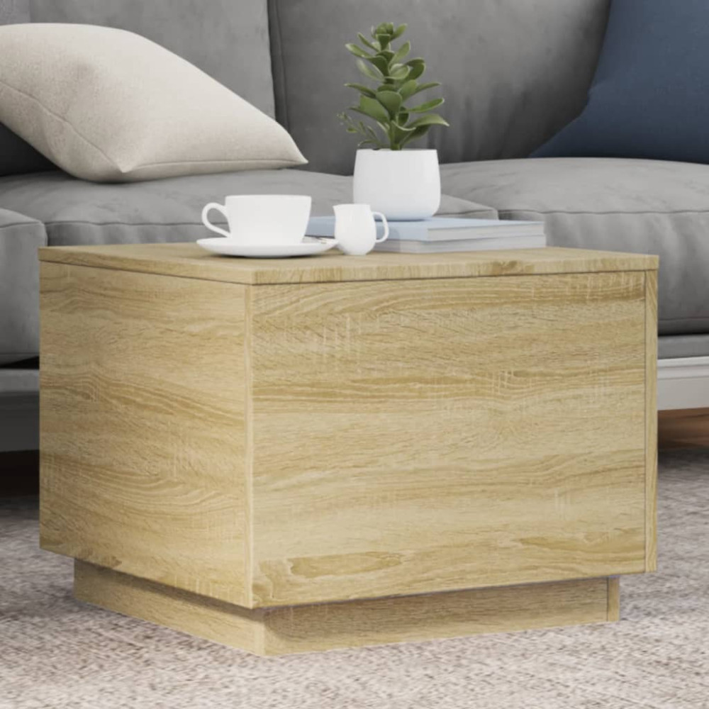 Produktbild för Soffbord med LED sonoma-ek 50x50x40 cm