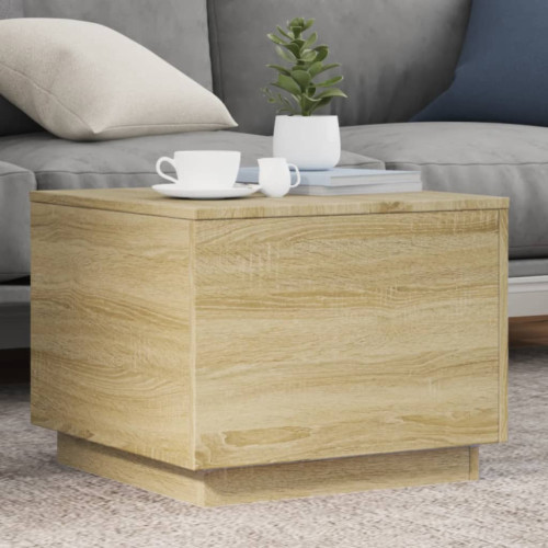vidaXL Soffbord med LED sonoma-ek 50x50x40 cm