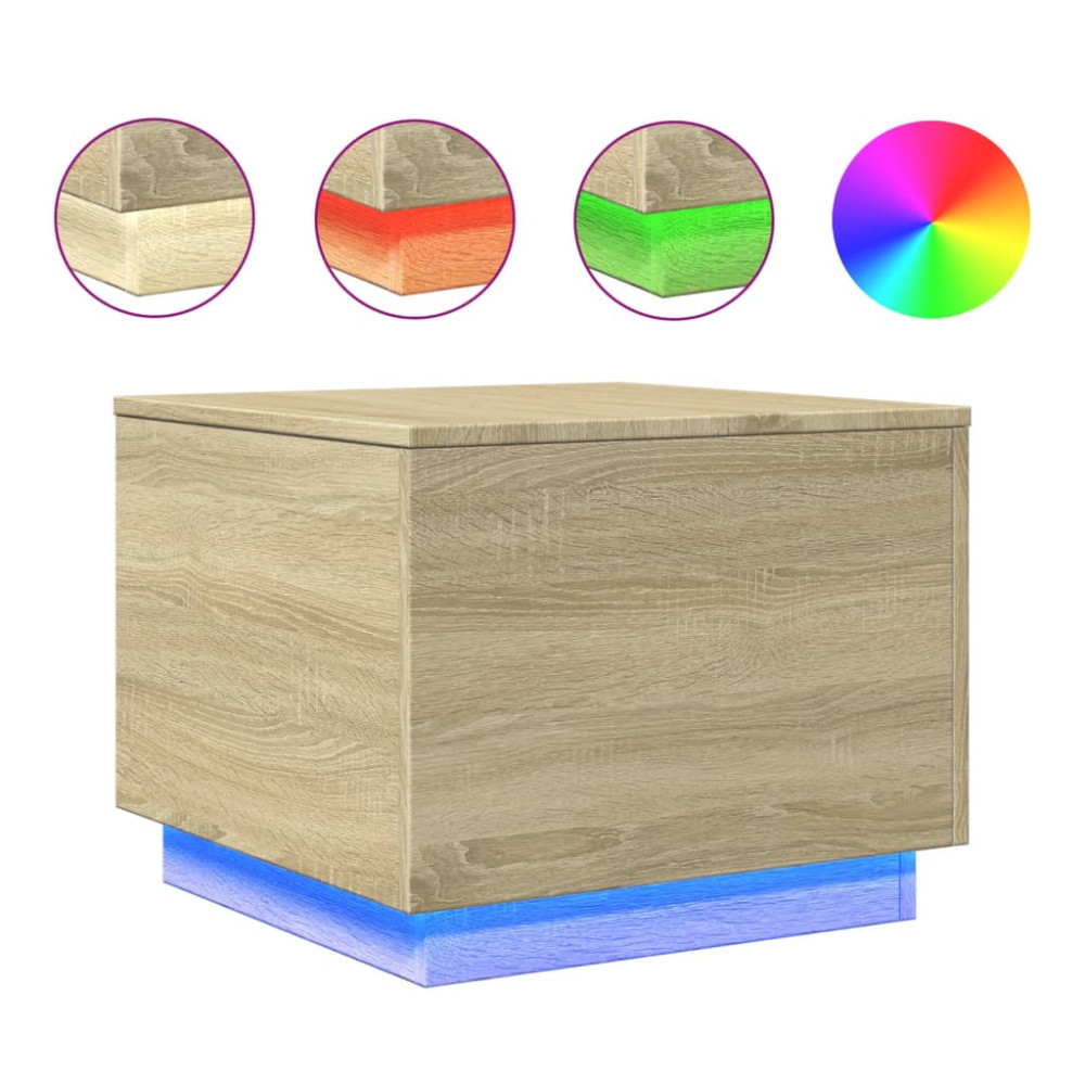 Produktbild för Soffbord med LED sonoma-ek 50x50x40 cm