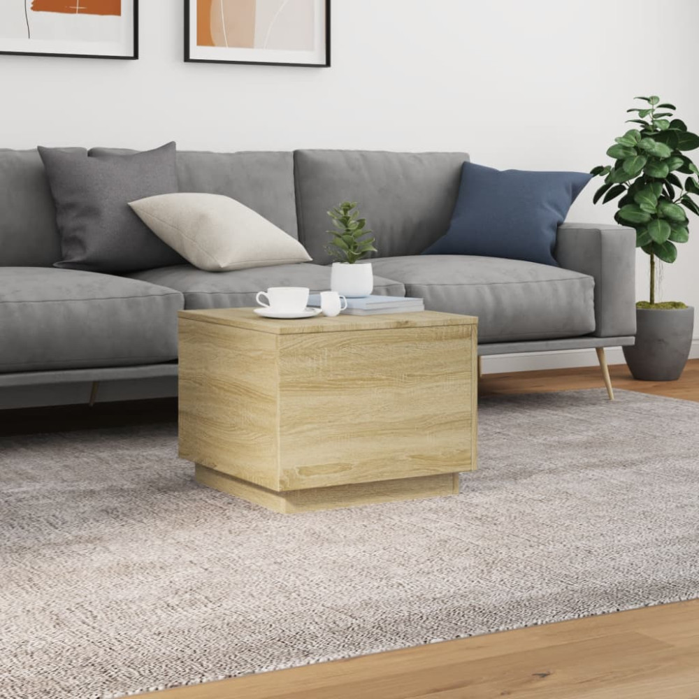 Produktbild för Soffbord med LED sonoma-ek 50x50x40 cm