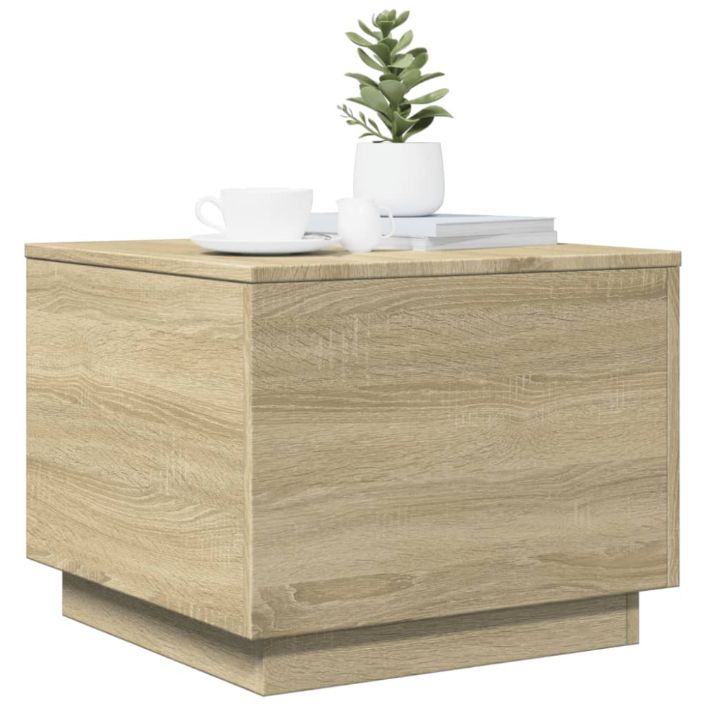 Produktbild för Soffbord med LED sonoma-ek 50x50x40 cm