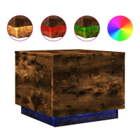 Produktbild för Soffbord med LED rökfärgad ek 50x50x40 cm