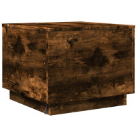 Produktbild för Soffbord med LED rökfärgad ek 50x50x40 cm