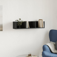 Produktbild för Väggskåp svart 75x18x16,5 cm konstruerat trä