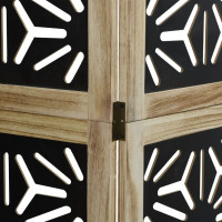 Produktbild för Rumsavdelare 4 paneler brun och svart massivt paulownia