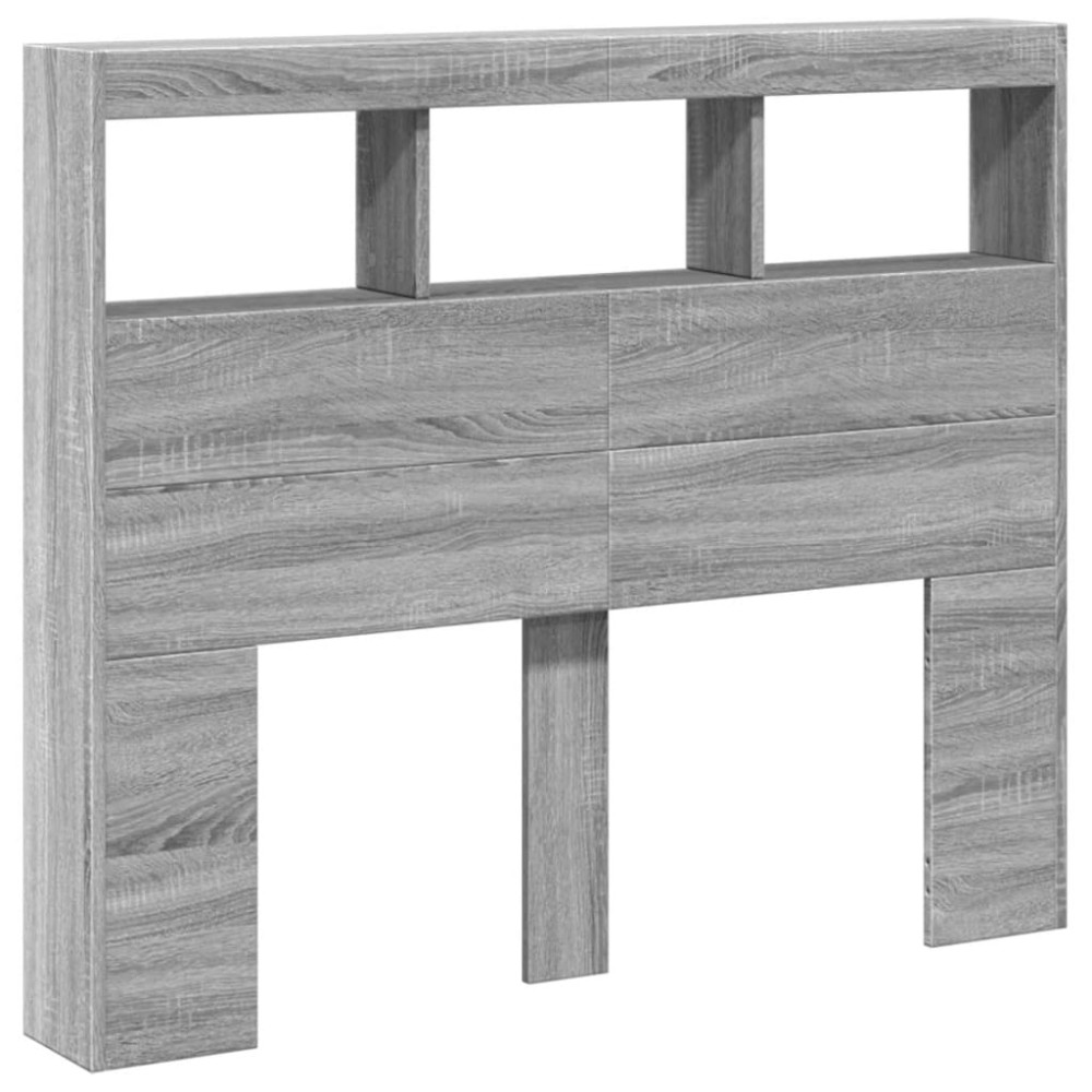 Produktbild för Sänggavel med LED grå sonoma 120x17x102 cm
