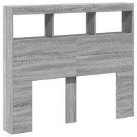 Produktbild för Sänggavel med LED grå sonoma 120x17x102 cm