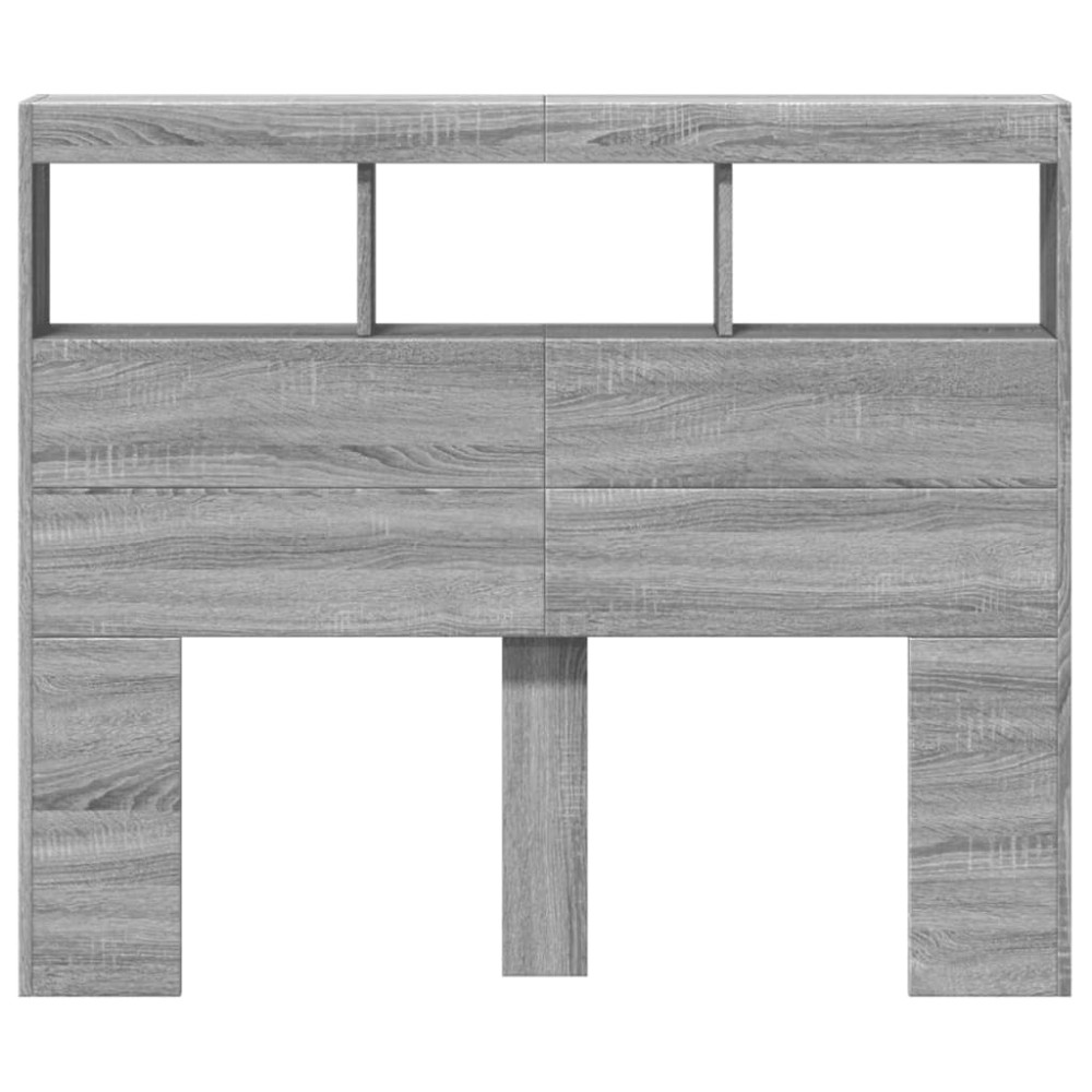 Produktbild för Sänggavel med LED grå sonoma 120x17x102 cm
