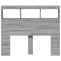 Produktbild för Sänggavel med LED grå sonoma 120x17x102 cm