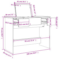 Produktbild för Sminkbord med spegel grå sonoma 100x45x76 cm