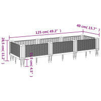 Produktbild för Odlingslåda med piggar svart 125x40x28,5 cm PP