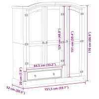 Produktbild för Garderob Corona 151,5x52x170 cm massiv furu