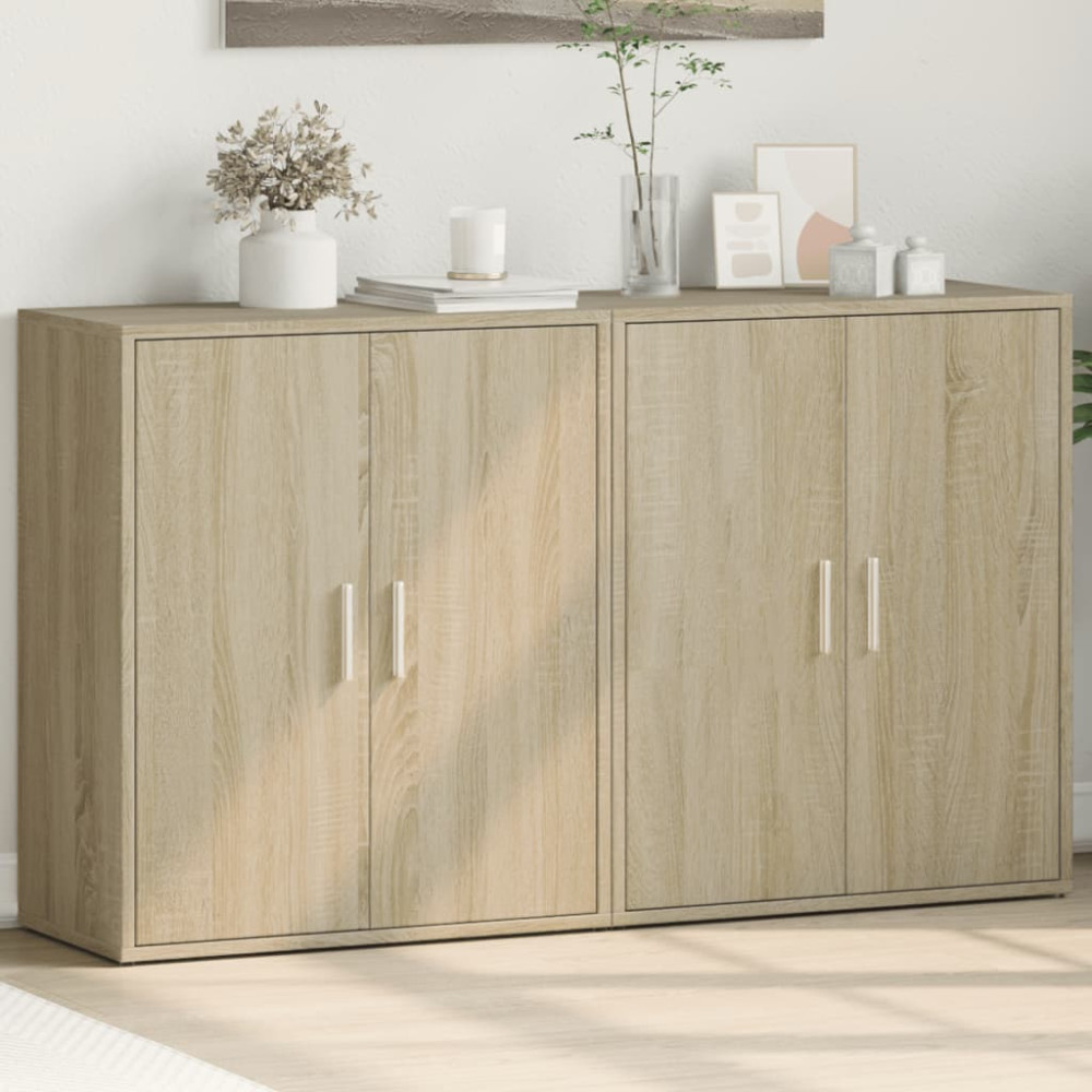 Produktbild för Skänkar 2 st sonoma-ek 60x31x70 cm konstruerat trä