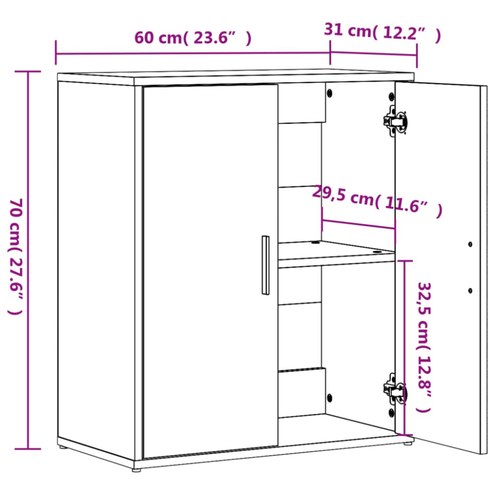 Produktbild för Skänkar 2 st sonoma-ek 60x31x70 cm konstruerat trä