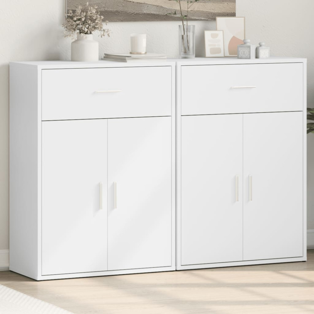 Produktbild för Skänkar 2 st vit 60x30x84 cm konstruerat trä