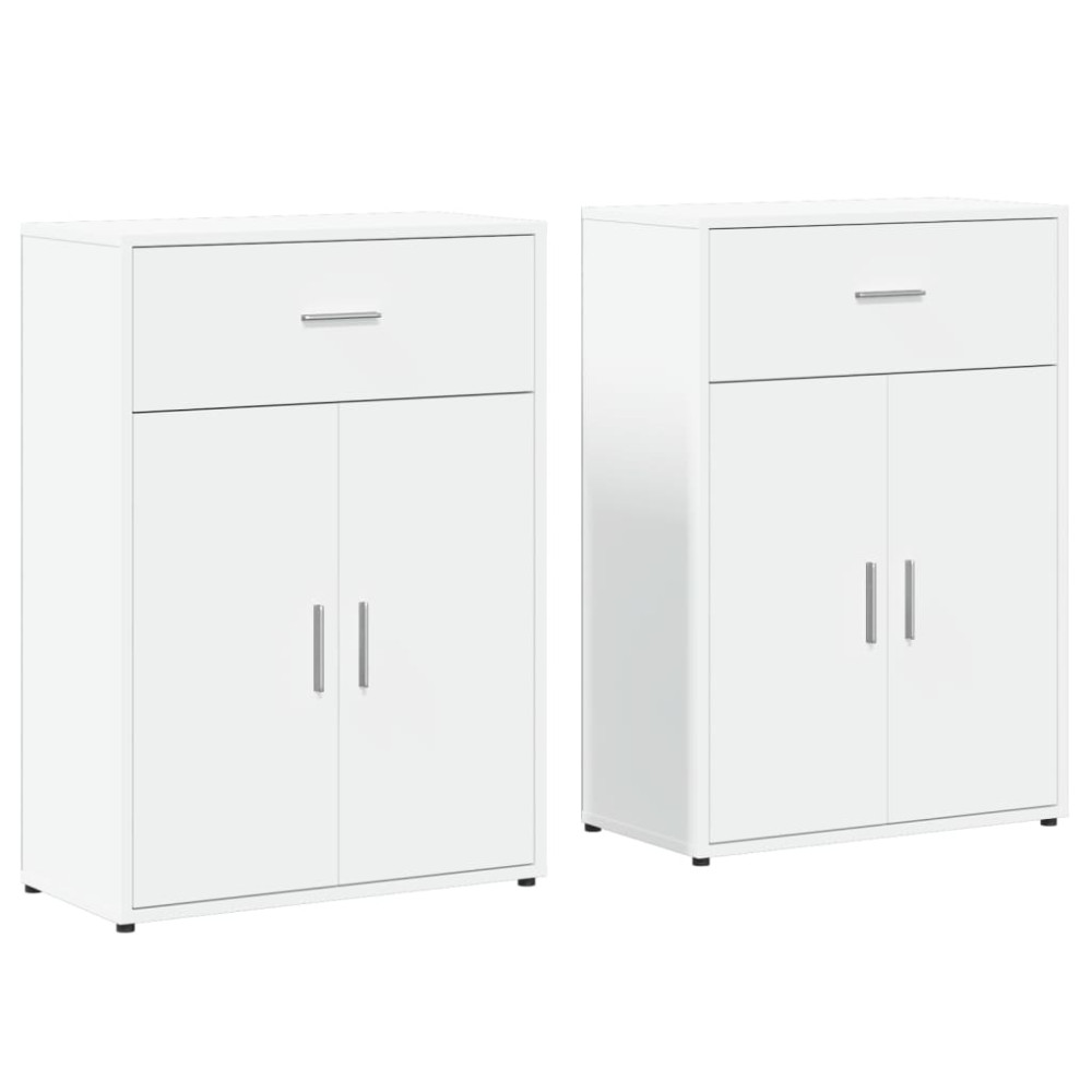 Produktbild för Skänkar 2 st vit 60x30x84 cm konstruerat trä