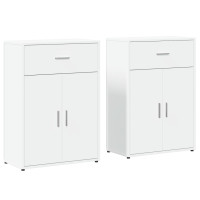 Produktbild för Skänkar 2 st vit 60x30x84 cm konstruerat trä