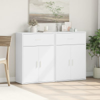 Produktbild för Skänkar 2 st vit 60x30x84 cm konstruerat trä