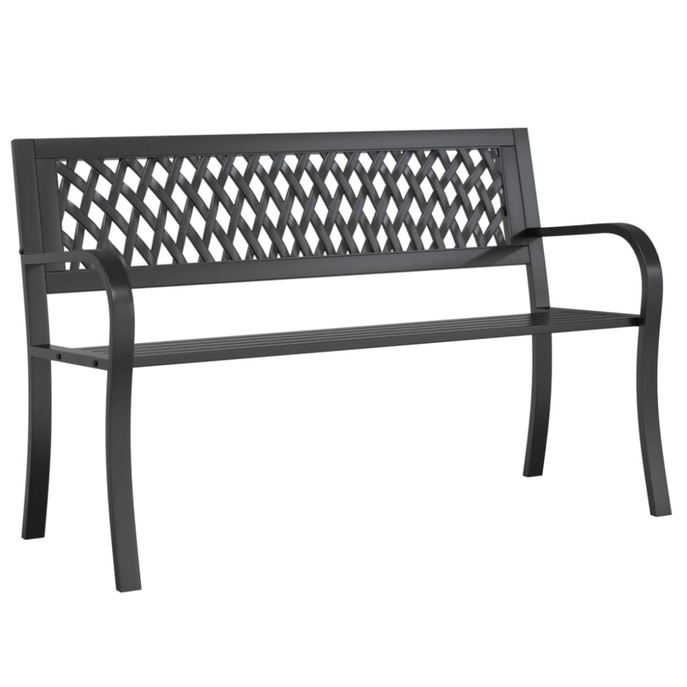 Produktbild för Trädgårdsbänk svart 120 cm stål