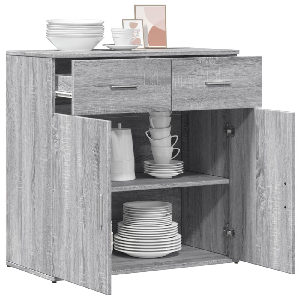 Produktbild för Skänk grå sonoma 79x38x80 cm konstruerat trä