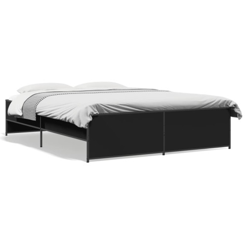 vidaXL Sängram svart 150x200 cm konstruerat trä och metall
