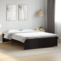 Produktbild för Sängram svart 150x200 cm konstruerat trä och metall