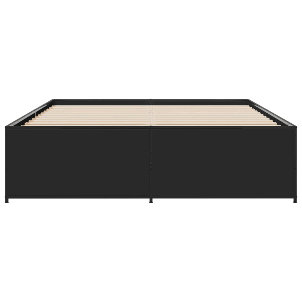 Produktbild för Sängram svart 150x200 cm konstruerat trä och metall
