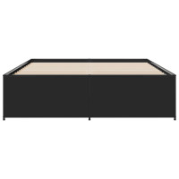 Produktbild för Sängram svart 150x200 cm konstruerat trä och metall
