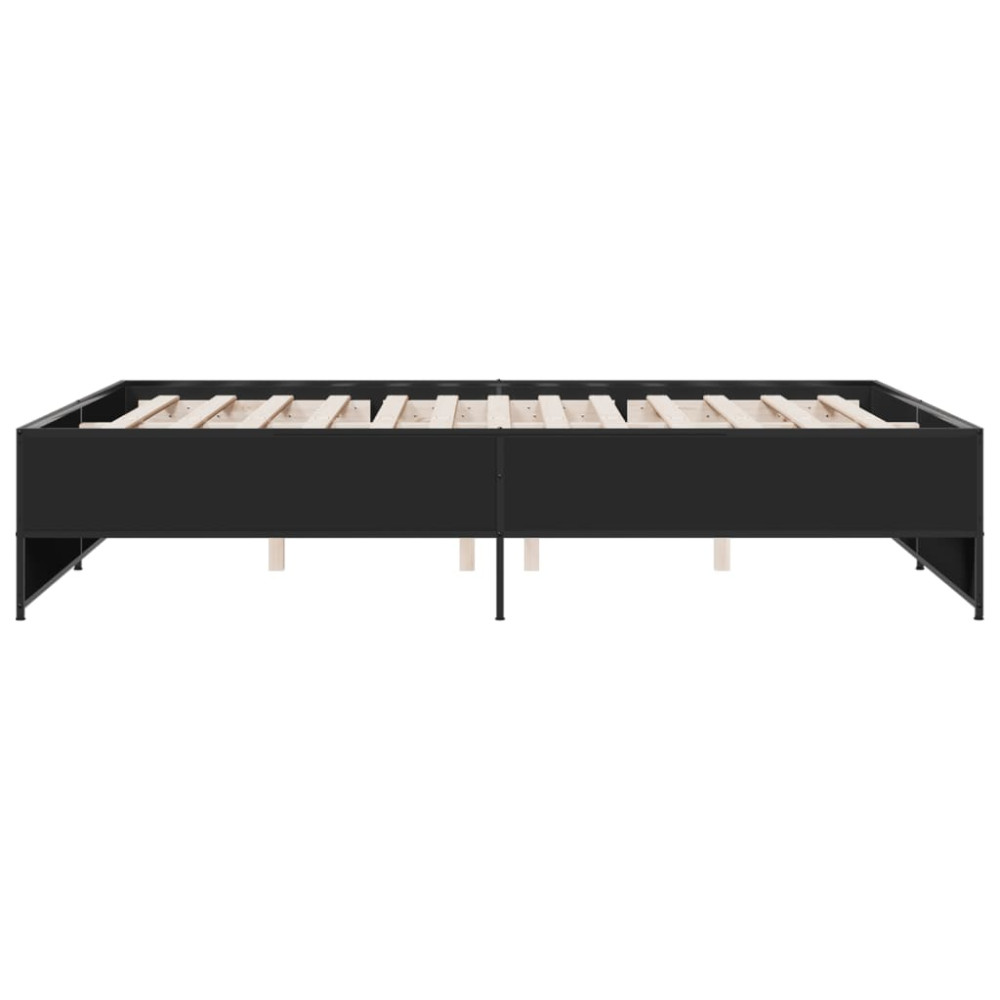 Produktbild för Sängram svart 150x200 cm konstruerat trä och metall