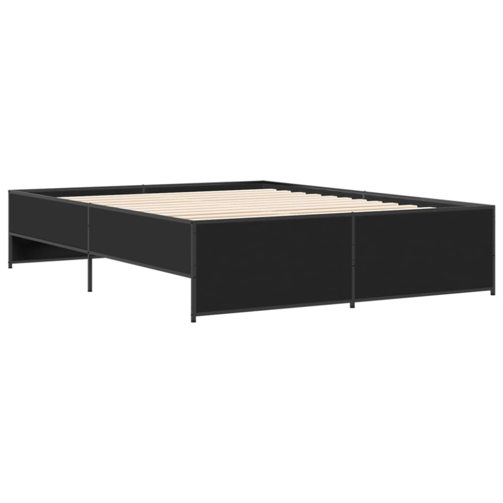 Produktbild för Sängram svart 150x200 cm konstruerat trä och metall