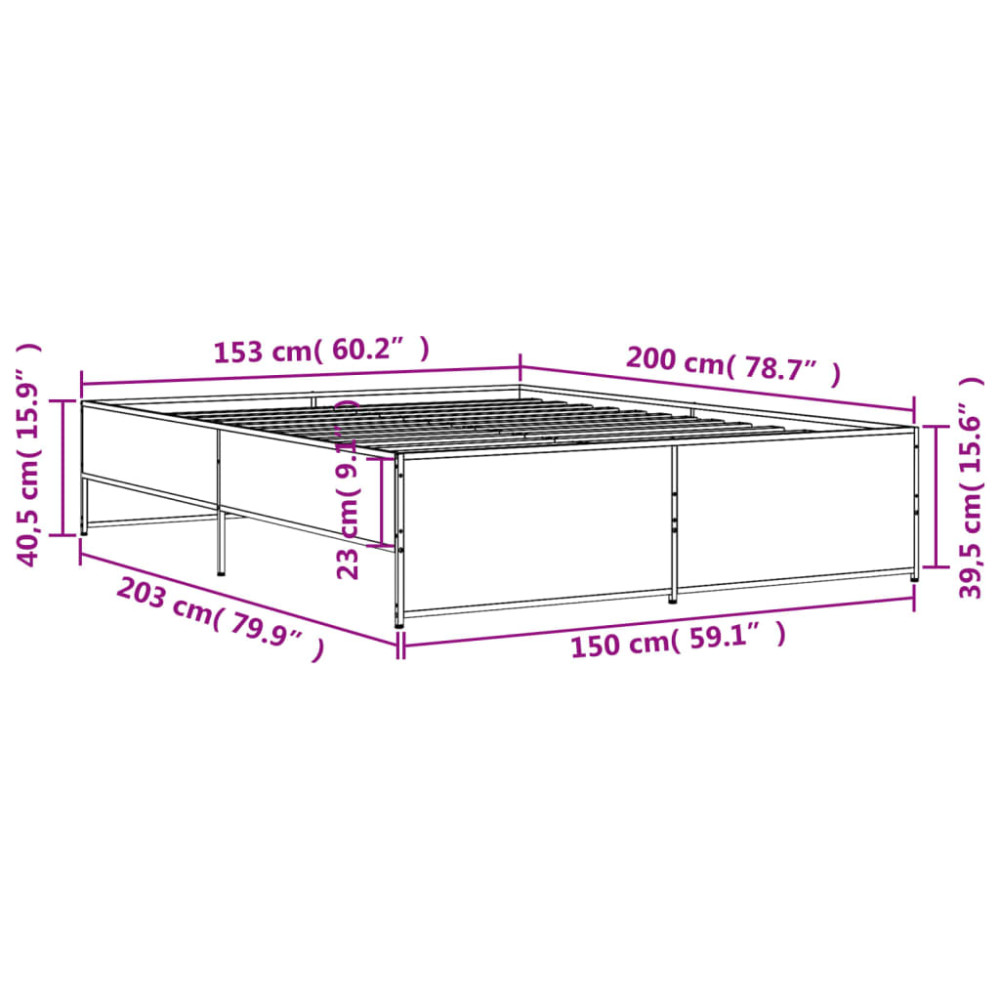 Produktbild för Sängram svart 150x200 cm konstruerat trä och metall