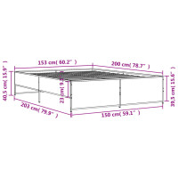 Produktbild för Sängram svart 150x200 cm konstruerat trä och metall
