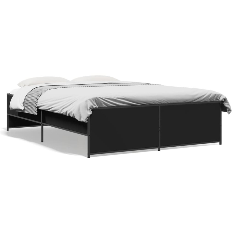 Produktbild för Sängram svart 120x190 cm konstruerat trä och metall