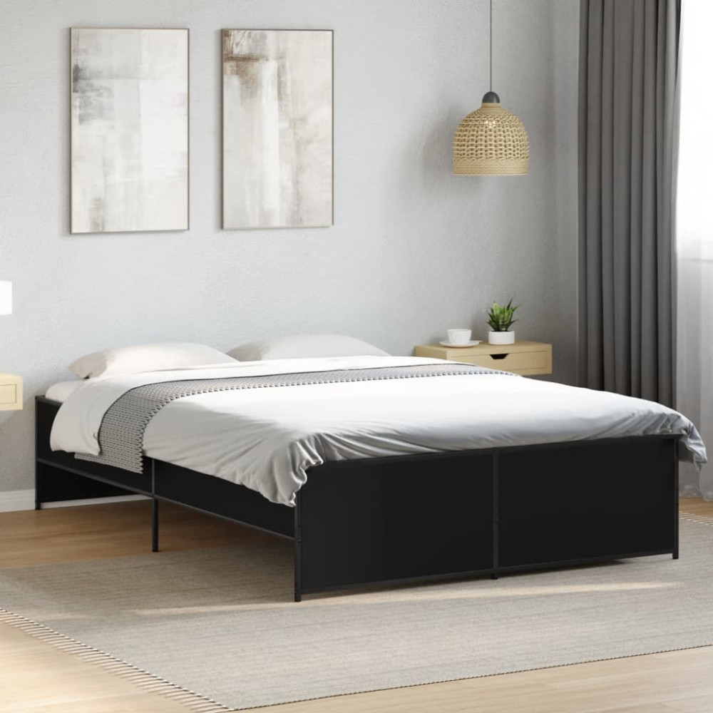 Produktbild för Sängram svart 120x190 cm konstruerat trä och metall
