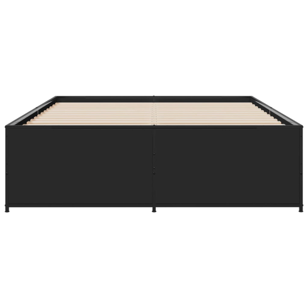 Produktbild för Sängram svart 120x190 cm konstruerat trä och metall