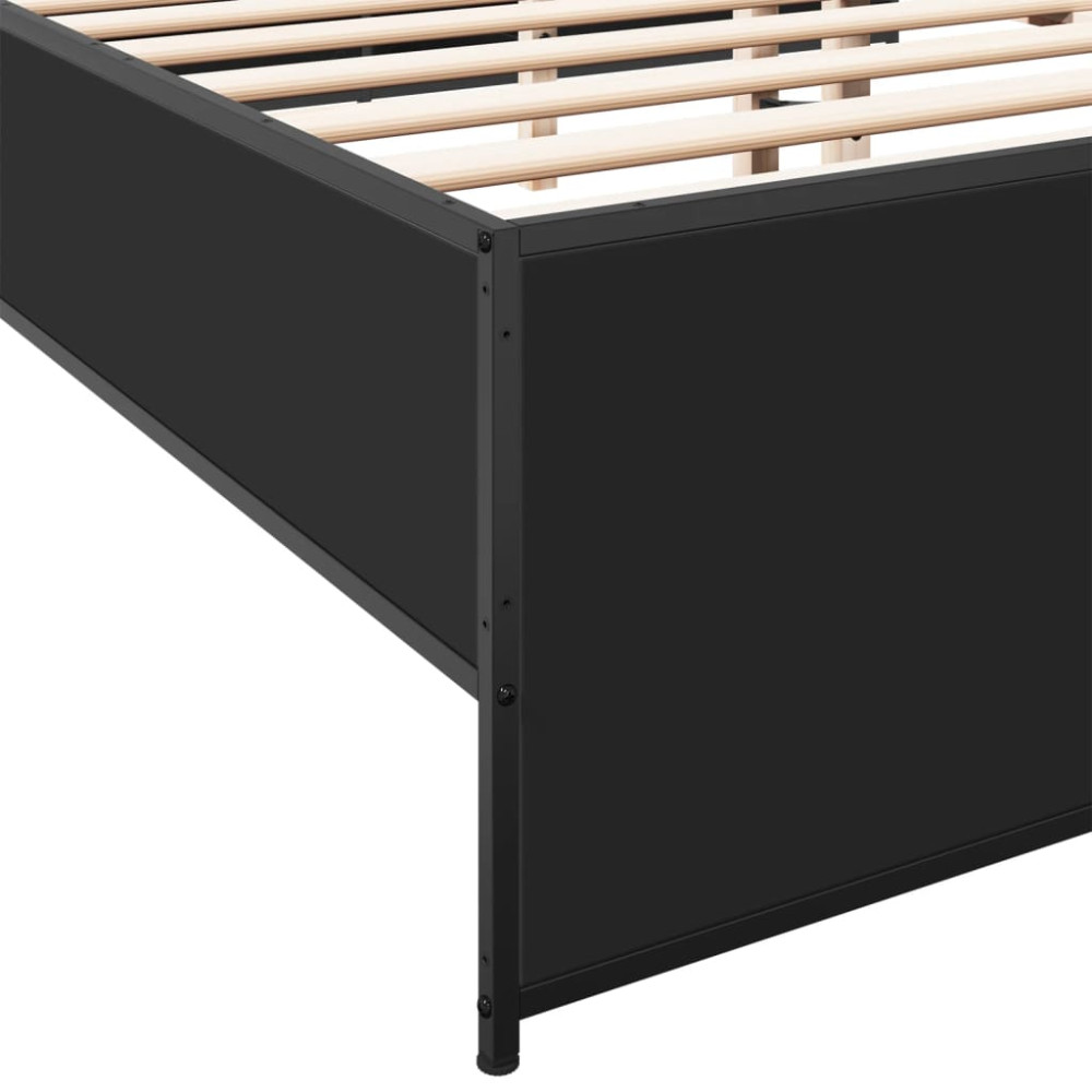 Produktbild för Sängram svart 120x190 cm konstruerat trä och metall